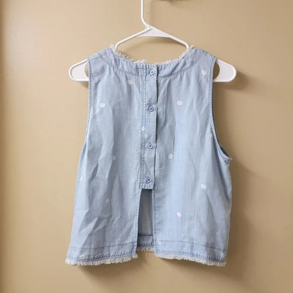 Anthropologie Cloth & Stone Polka Dot Chambray Button Back Tank Top Size Medium - Picture 4 of 7